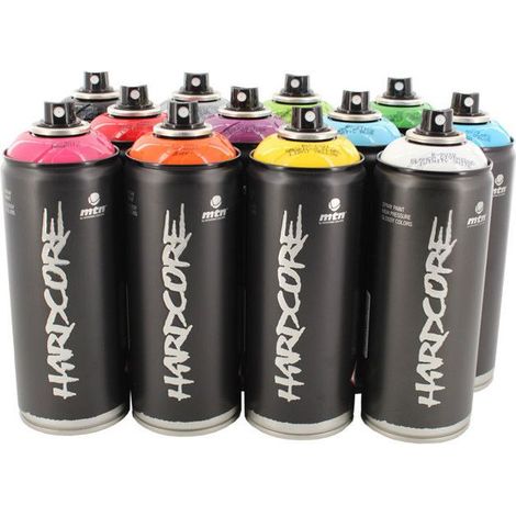 Lot de 12 bombes de peinture - MTN Hardcore - couleurs assorties - 400ml