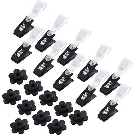20 pinces pour drapeaux de jardin en plastique et supports de poteaux de drapeau, supports de poteaux de drapeau pare-vent en forme de fleur, adaptés au jardin, 10 ensembles - 20 pièces (1/5)