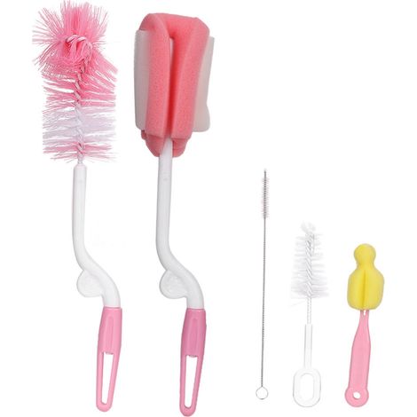 5 pièces Brosses de Nettoyage pour Biberons Bébé, Set Nettoyage Tétines et Brosses Éponge pour Pailles (1/5)
