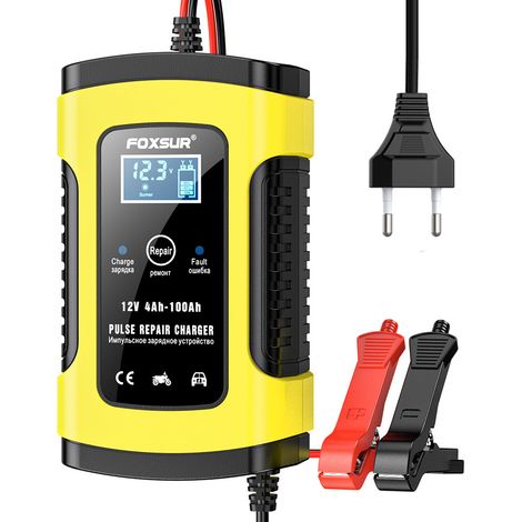 Chargeur de réparation à impulsions 12 V 5 A pour motos et voitures, avec écran LCD