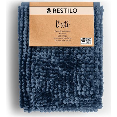 Tapis de Bain antidérapant 70 x 120 cm Tapis de Douche Absorbant Décoratif Bleu Foncé Bati (1/5)
