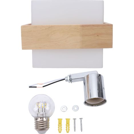 Applique murale moderne en bois, luminaire d'intérieur, abat-jour en verre pour la décoration de la maison, salon, chambre à coucher, couloir (1/5)