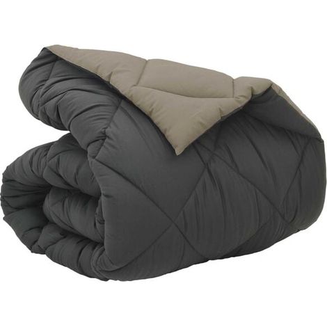 Couette d'hiver en duvet, gris clair et gris anthracite, 135 x 200 cm, microfibre (1/5)
