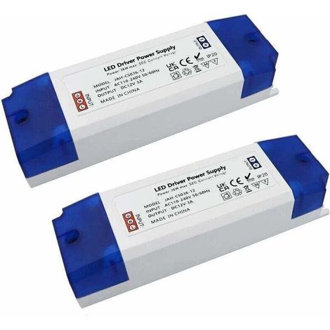 Transformateur LED 12V - Transformateur LED 230V à 12V - Pilote de Transformateur LED 0-36W - Destiné à Éclairage Sous Armoire, XU, Lampe LEDs LED MR16 MR11 G4 (Pack de de 2) - (1/4)