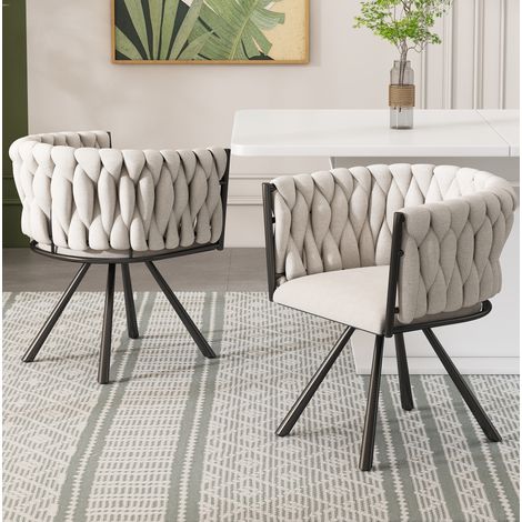 MEUBLIV silla de comedor 54x59x72 cm beige, giratoria 360°, lote de 2 (1/5)