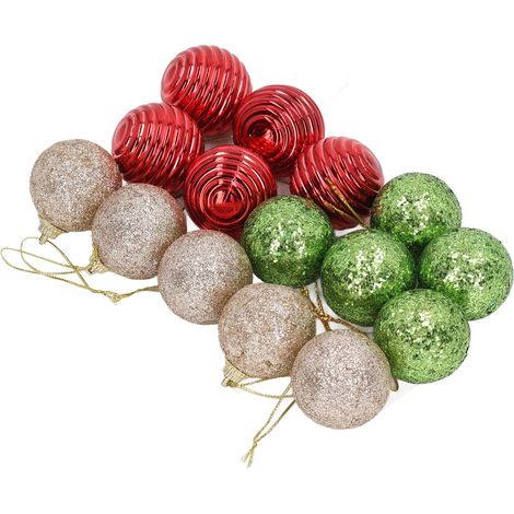 Boule de Noël 30 pièces Ornements Arbre Rouge Doré Vert Incassable Décorations Sapin Festives pour Enfants (1/5)