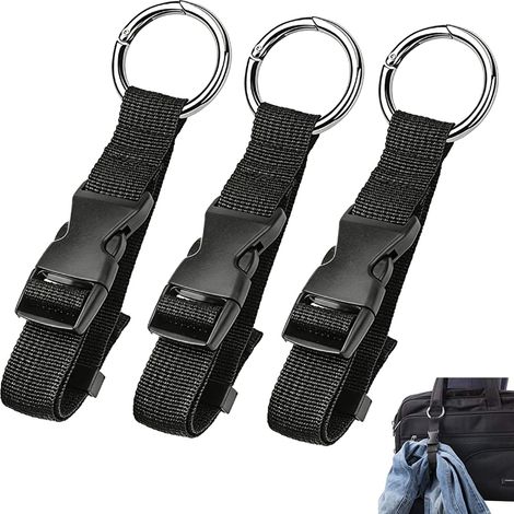 3 Pièces Sangle Sac à Dos, Ceinture de Bagage de Sangle Réglable Nylon Avec Crochet Zink pour Valise Voyage Bagage Banane Attache Sécurisée Outdoor Camping (1/5)