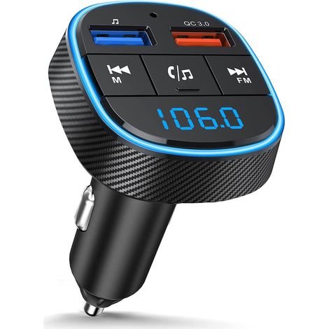 transmetteur Fm Pour Voiture, Bluetooth 5.0 Adaptateur Audio Avec Double Port De Chargement Usb, Chargeur De Voiture Lecteur Mp3 Supporte Les Appe (1/5)
