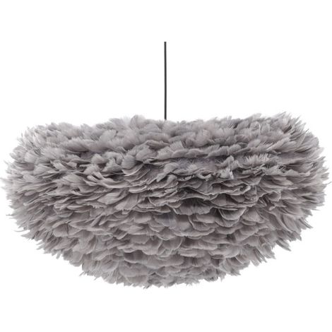 Lampe Suspension en plume "Nicola" 75cm Gris (1/5)