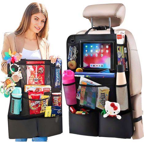 Organizer per auto Alogy per lo schienale del sedile posteriore, protezione per tablet, colore nero. (1/5)