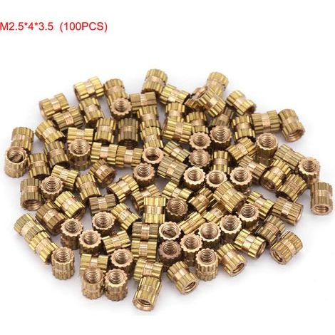 Écrous moletés ronds en laiton massif M2.5 – Lot de 100 pièces, filetage métrique précis, finition brillante et résistante (1/5)