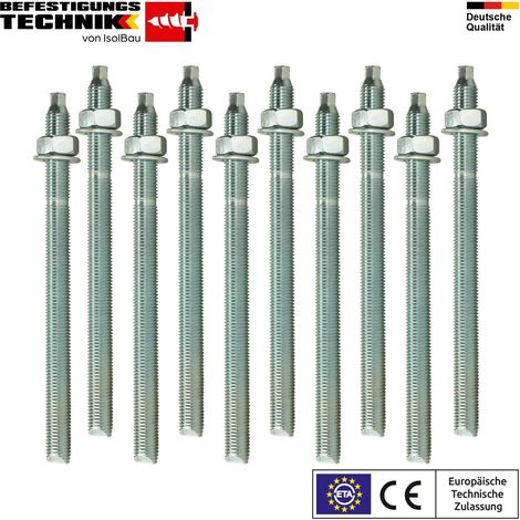 IsolBau Gewindestange verzinkt ETA Ankerstange 10 x M10x170 (1/4)