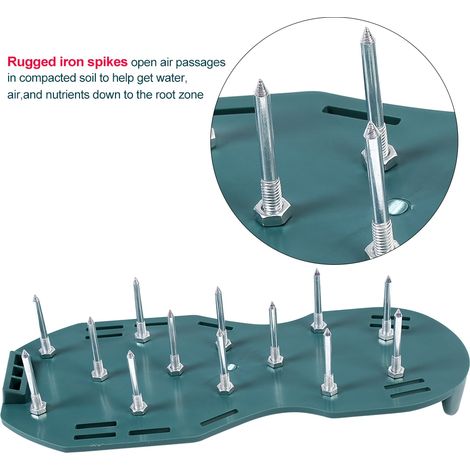 1 paire de sandales aérateur de pelouse, chaussures à pointes pour aérer le sol, outil de jardinage (4 sangles) (1/5)