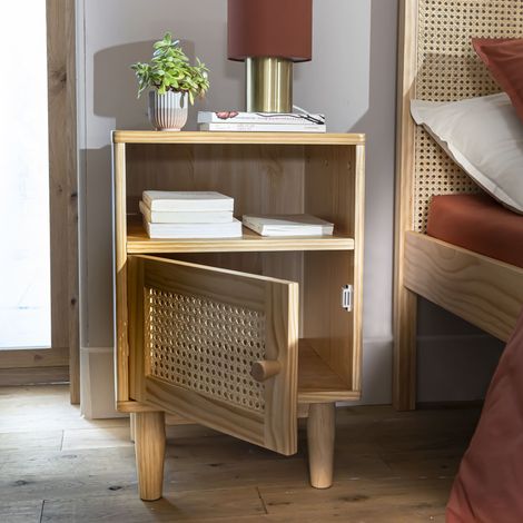 Table de chevet cannage naturel en pin massif ANNA - CH17023 - ANNA (1/5)