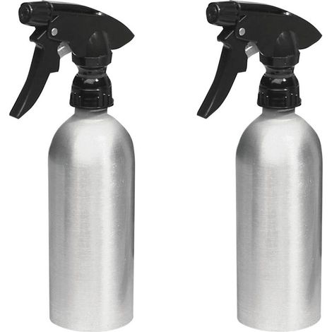 Vaporisateur Vide (Lot de 2) – pulvérisateur remplissable en Aluminium pour la Maison et Le Jardin métal brossé/Noir,250ml (1/5)