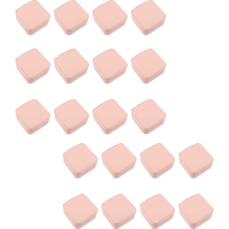 Organisateur bijoux voyage petit mini étui portable PVC – Boîte stockage bagues boucles colliers rose 20 pièces (1/2)
