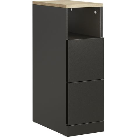 SoBuy Bedside Table with 2 Drawers Black 35x20x60cm Modern FBT149-SCH (1/5)