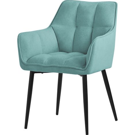 ML-Design Esszimmerstühle aus Frotteestoff, Petrol, Küchenstuhl mit dickem gepolsterter Sitz & Metallbeinen, Wohnzimmerstuhl mit Rücken- und Armlehnen, Polsterstuhl, Ergonomischer Loungesessel Sessel
