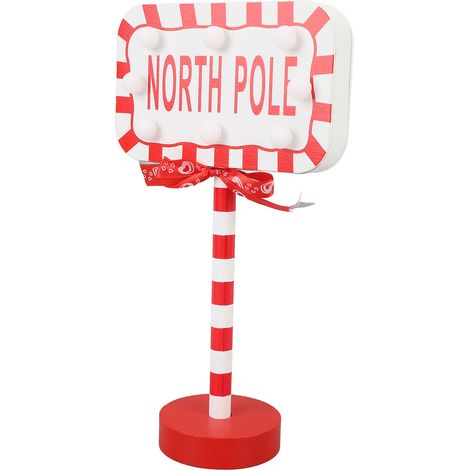 Lampe de rue LED de Noël en bois, panneau du pôle Nord, veilleuse de table à piles pour la maison, le bureau et les fêtes de fin d'année (1/5)