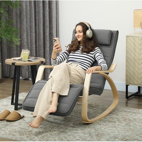 CHICFURN Sillón mecedora con masaje y calor lumbar gris, reposapiés ajustable y 3 modos (1/5)