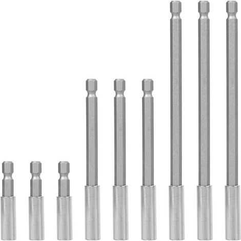 9 Pièces 60/100/150 mm Porte Embout Visseuse, Porte Embout Magnetique, Embout Visseuse Aimanté, Rallonge Embout Visseuse Pour Perceuse Électrique - Rallonge Embout Visseuse (1/4)