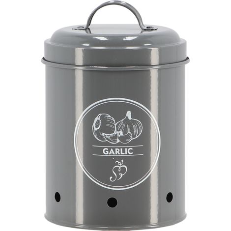 Boite de conservation pour l'ail en acier - Gris - D 11,7 x H 17,5 cm - Livraison gratuite (1/5)