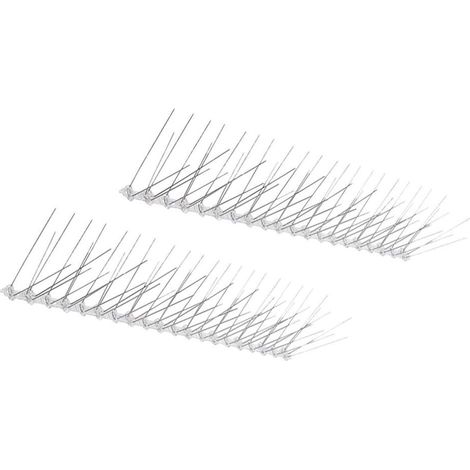 Bandes Anti-Pigeons 50cm 60 Pointes en Acier Inoxydable Argenté Lot de 2 Pièces, Haute Densité, Barrière Anti-escalade pour Cheminées et Zones Fientes (1/5)