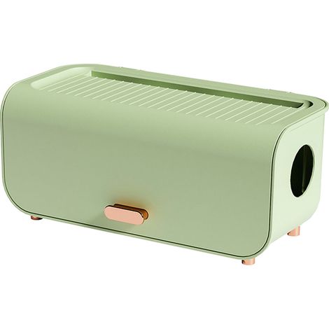 Boîte de rangement de câbles en plastique, facile à monter, pour multiprises, chargeurs, adaptateurs et fils électriques. Vert clair. (1/5)