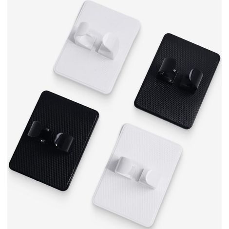 4 PCS Porte-Brosses à Cheveux Autocollant, Organisateur D'auto- Adhésif, Organisateur Mural sans Perçage pour Fer à Friser, Peigne et Accessoires de Salle de Bain(Noir et Blanc) (1/5)