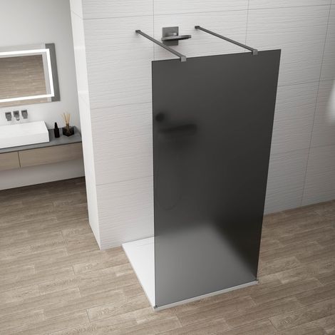 Panneau de douche monobloc ESCA GUN METAL, autoportant, verre fumé, 1100 mm (1/3)