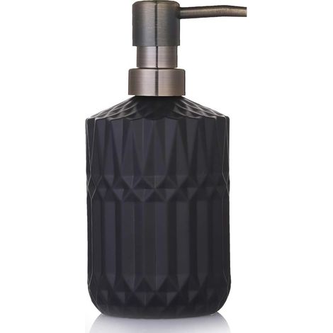 2 - Distributeur de Savon Liquide - Verre Épais - Pompe Rechargeable pour Cuisine et Salle de Bain - Noir - 8x8x20cm (1/5)