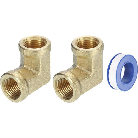 Raccords de Tuyau en Laiton 1/8 Pouce Npt Femelle, 2 Pièces Coude à 90 Degrés pour Tuyauterie Forgés Adaptateur Gaz, Air, Huile, Propane - (1/5)