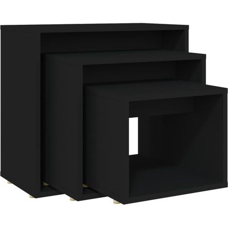 Tables gigognes 3 pcs Noir Aggloméré