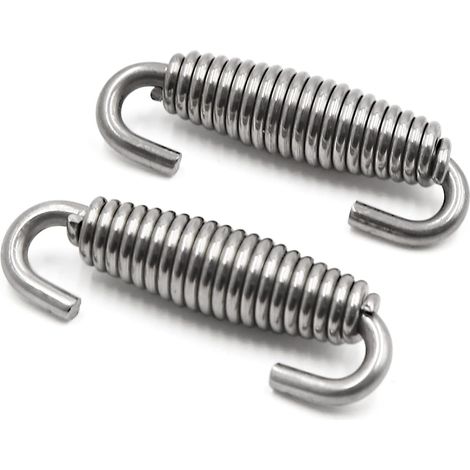 Ressorts D'Échappement Moto 2 Pièces 59mm Acier Inoxydable  59mm, Ton Argent, Pour Scooter VTT, Résistant Corrosion Et Haute Température, Extrémité Pivotante, Pièce De Rechange (1/2)