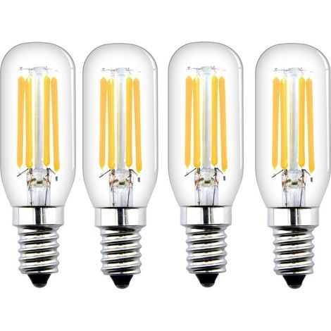 Lot de 4 ampoules LED E14 non dimmables 4 W avec 400 lm, équivalent à 40 W ampoule halogène, T26 ampoule à filament pour lumière du réfrigérateur (blanc chaud 2700 K, 4 unités) (1/5)