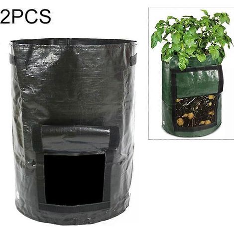 Sacs de culture pour pommes de terre de 10 gallons (38 litres) - Lot de 2, sacs de plantation noirs en PE, 35 cm x 50 cm (1/5)
