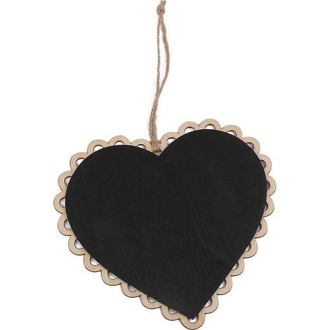 Tableau noir suspendu en bois en forme de cœur avec cordelette pour décoration de mariage et de maison - (1/5)