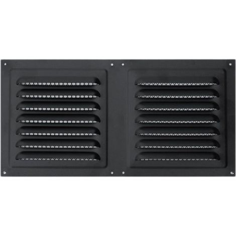 Grille de ventilation 150 x 300 mm en acier inoxydable noir avec moustiquaire, résistante à la corrosion (1/5)