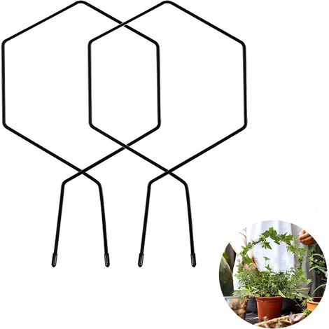 Tuteur hexagonal pour plantes grimpantes, idéal pour les tomates et les plantes en pot. Support hexagonal pour plantes grimpantes miniatures. Utilisation intérieure et extérieure. Lot de 2.