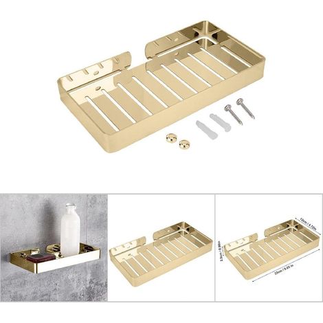 Mensola da bagno a parete in acciaio inox - Portasapone con scolapiatti - Cestino portaoggetti di design - Robusta staffa di fissaggio - Resistente alla ruggine (1/5)