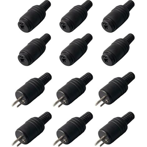 Lot de 12 connecteurs DIN 2 broches pour haut parleurs avec bornes à vis, 6 paires de fiches audio mâles et femelles (1/5)