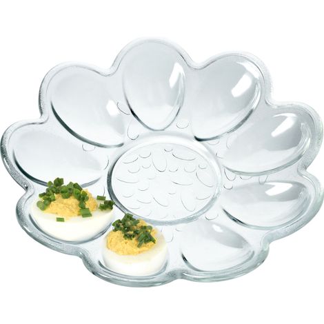 KADAX Eierteller aus Glas,  21,5 cm, praktischer Teller für Eier, 9 Eier