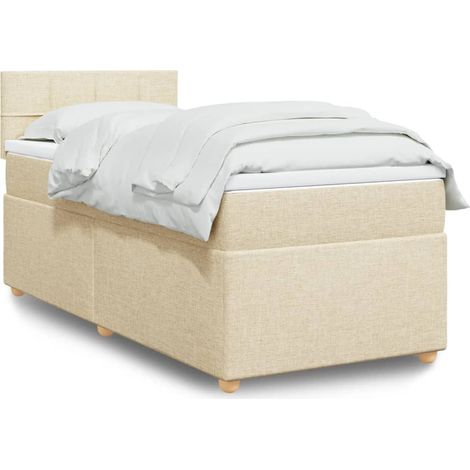 Boxspringbett mit Matratze Creme 90x200 cm Stoff