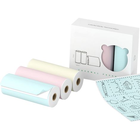 Papier thermique adhésif couleur 77 x 30mm étiquette sans BPA impression collante rouleau imperméable anti-huile anti-frottement pour imprimante mini portable PeriPage A9/A9s/A9 Pro/A9 Max/A9s Max, lo