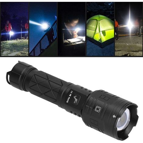 Lampe torche LED haute puissance à 16 cœurs, lampe torche télescopique zoom 5800LM, 5 modes, étanche IP65 pour les aventures en plein air, les voyages, la randonnée, le camping, les situations d'urgen (1/5)