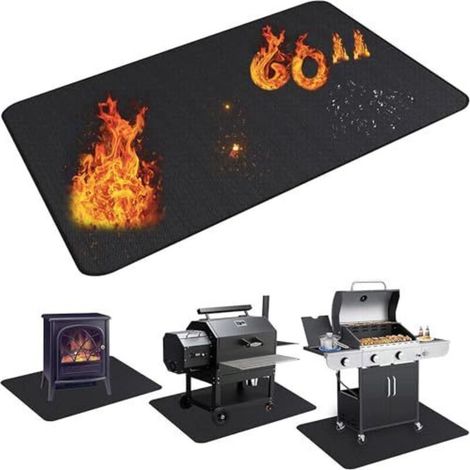 Tapis de barbecue ignifuge à trois couches, protecteur de sol ignifuge pour barbecue en plein air, camping, terrasse, rectangulaire,4860IN