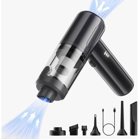 Aspirapolvere portatile senza fili per auto, mini aspirapolvere ricaricabile, nero, 7 accessori, 6000 Pa (1/4)