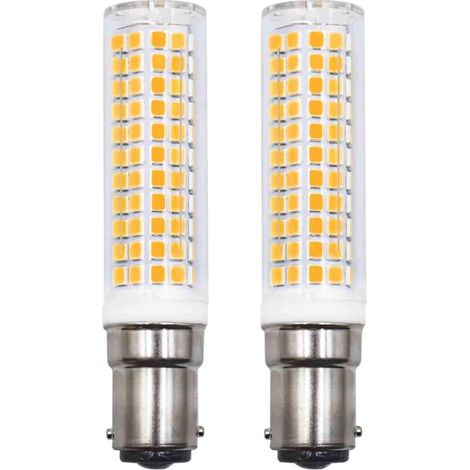 2er-Pack B15d LED-Lampen, Ersatz für 75W 90W 80W, Warmweiß 3000K, 220V 230V, 890lm, 7W, Wandleuchte für Wohnzimmer, Kronleuchter, Nähmaschine [Energieklasse E]