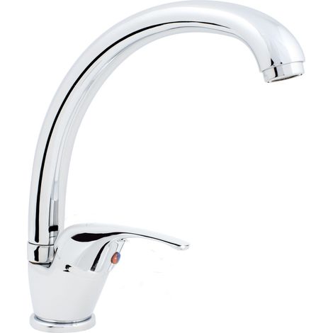 Saniverre – Robinet mitigeur d'évier en S orientable – Finition chrome brillant – Hauteur 23 cm – Montage monotrou standard – Aérateur démontable (1/3)