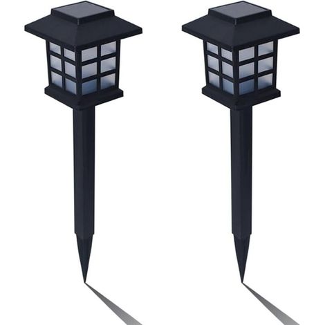 Lampes solaires pour allées extérieures, lot de 2 lampes LED étanches pour éclairage de jardin, cour, terrasse et allée (blanc chaud) - Offrent 6 à 12 heures d'éclairage. (1/4)